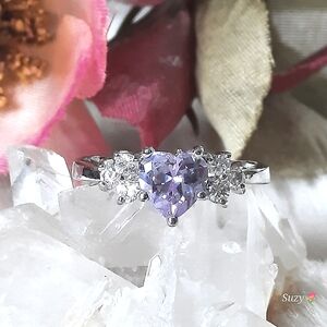 ✨️💜✨️ Crystal Heart Ring, Silver Tone Metal